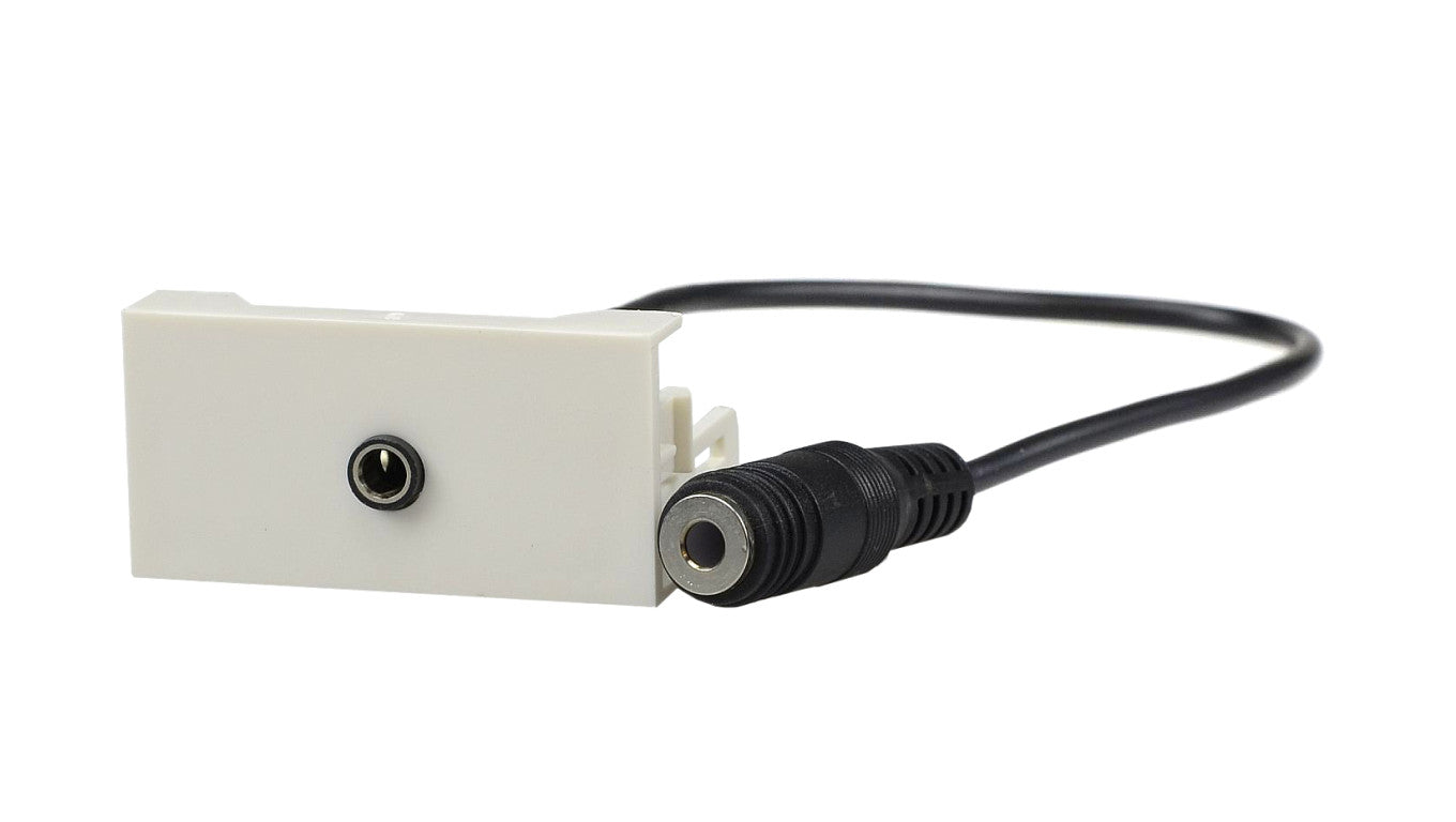 Gniazdo mini Jack 3,5mm z przewodem 20cm moduł 1M 22,5x45 biały Mediabox