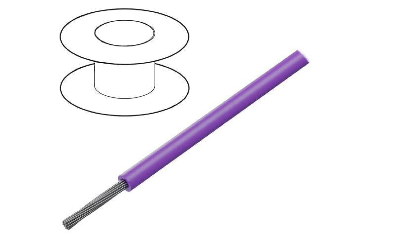 Przewód HookUp Wire linka Cu 30AWG PTFE fioletowy 250V 30,5m 2841/7 VI005