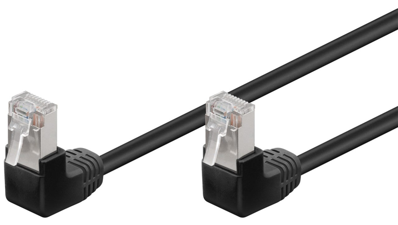 CAT 5e Kabel łączący 2x 90 pod kątem,F/UTP, Czarny - Długość kabla 5 m