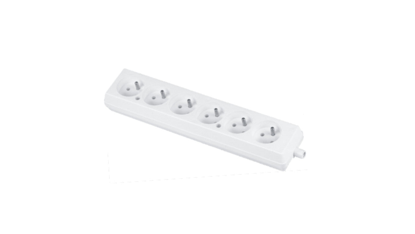 Gniazdo przenośne sześciokrotne 16A 2P+Z 250V białe GN-670