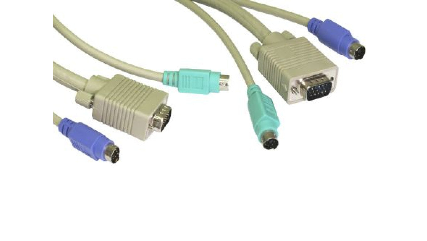Kabel KVM, dł. 300mm - Męskie złącze KVM, męskie złącze PS2 - Męskie złącze KVM, męskie złącze PS2, kolor: Czarny, RS
