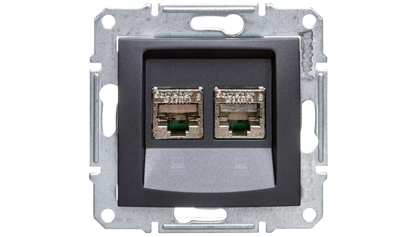 SEDNA Gniazdo komputerowe podwójne RJ45 kat.6 FTP grafitowe SDN5000170
