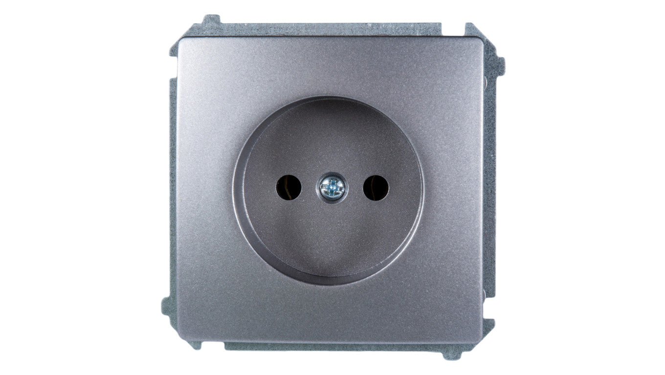 Simon Basic Gniazdo pojedyncze b/u 16A IP20 stal inox BMG1.01/21