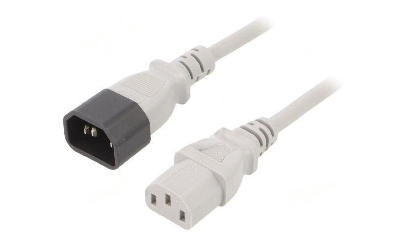 Kabel: 3x0,75mm2, IEC C13 żeński,IEC C14 męski, 1,8m LT-602+501 H05VV-F 0.75/3C GRY 1.8M