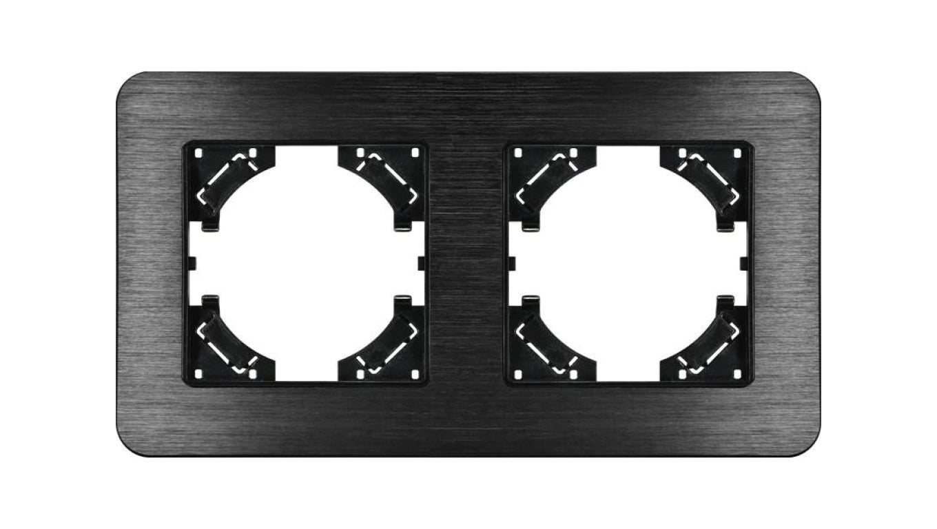 Ramka podwójna MODERN-Q, czarne aluminium szczotkowane (linia Alu Touch)