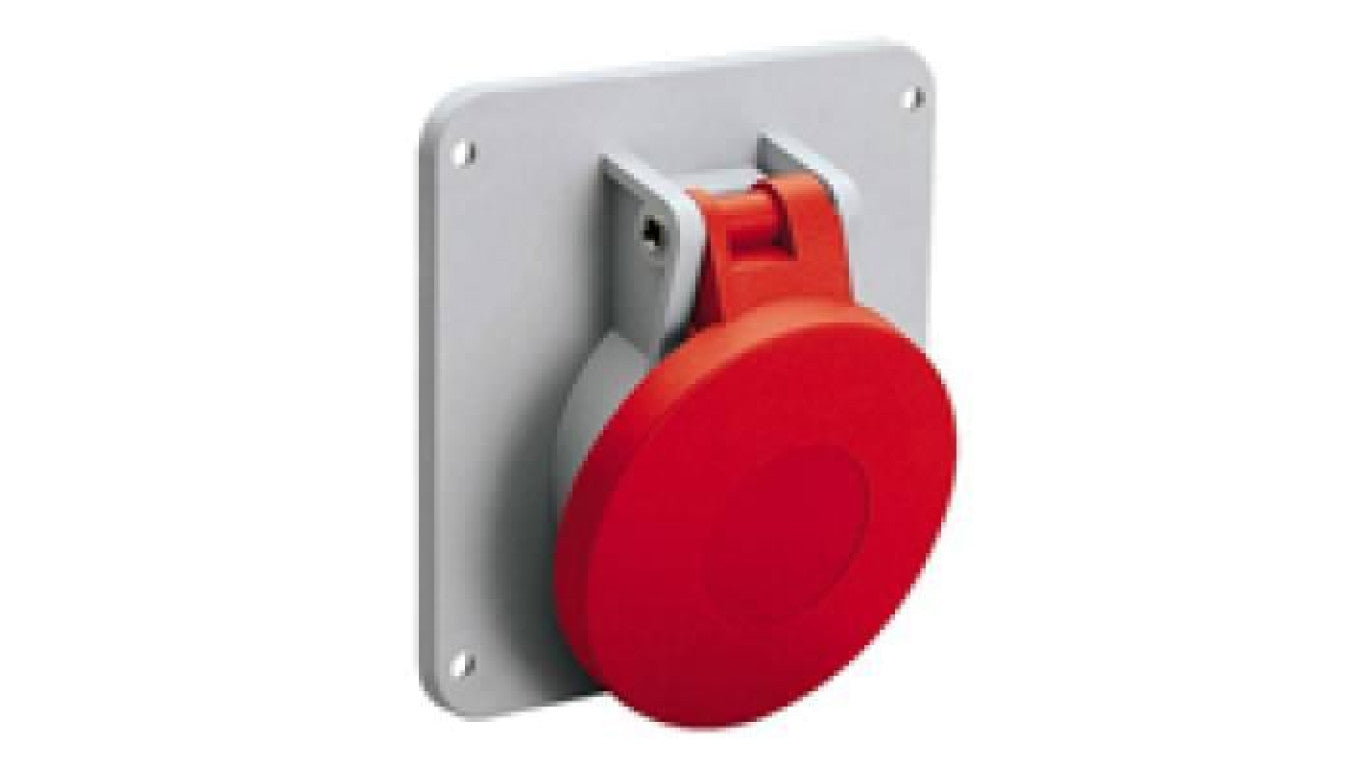 TOPTER PANEL MOUNTED SOCKET, 15 ANGLED, 32A 3P+N+E 380-415V 50-60HZ 6H IP44