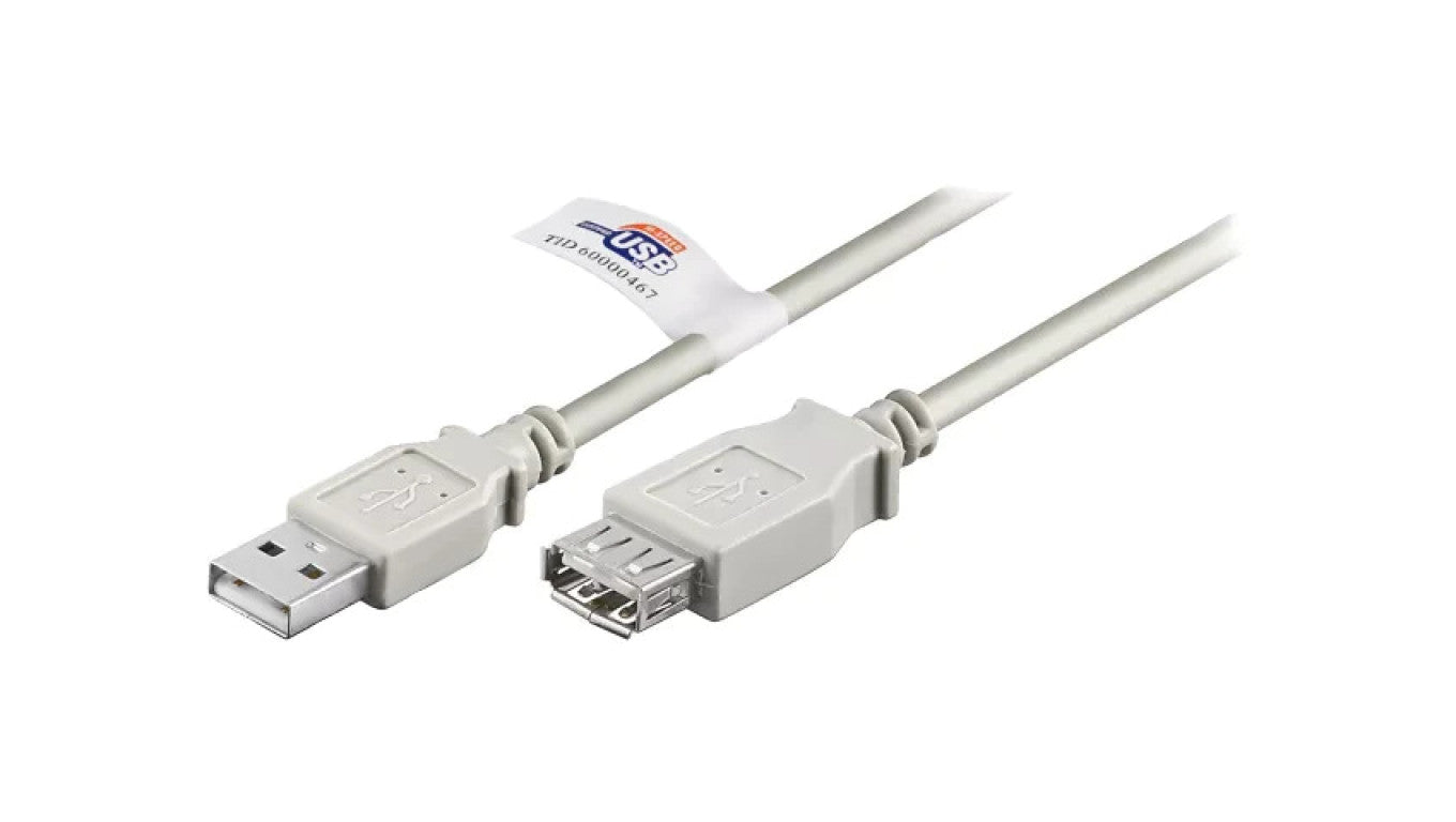 Kabel USB 2.0 USB A gniazdo, USB A wtyk 5m szary 480Mbps 68916