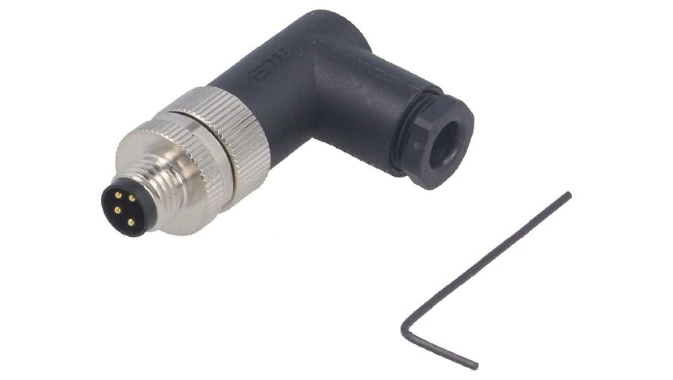 Złącze okrągłe M8 męskie kątowe nieekranowane na zacisk 4-PIN 30V T4013008041-000