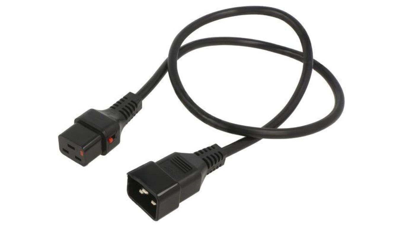 Kabel IEC C19 żeński, IEC C20 męski 1m z blokadą IEC LOCK IL19-C20-H05-3150-100