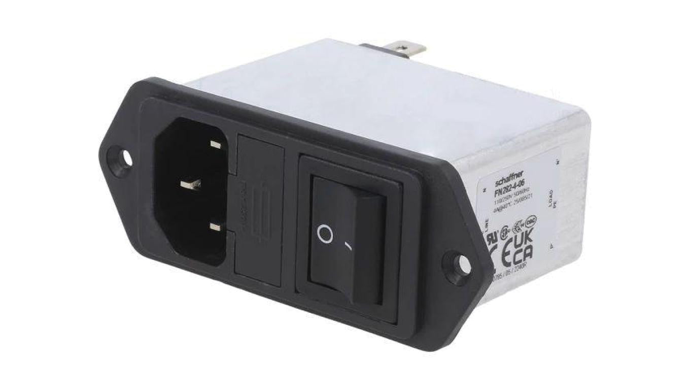 Złącze zasilające AC męskie 4A 250VAC C14 (E) 1mH FN282-4-06