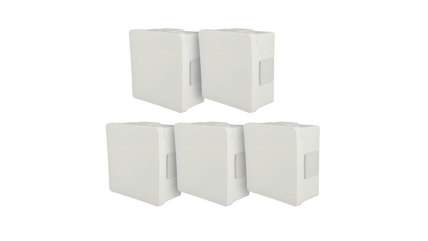 Puszka hermetyczna natynkow 86x86x40mm 4-wlotowa, z dławikami gumowymi, IP55 zamknięcie na klik, biała EDO 5 szt.
