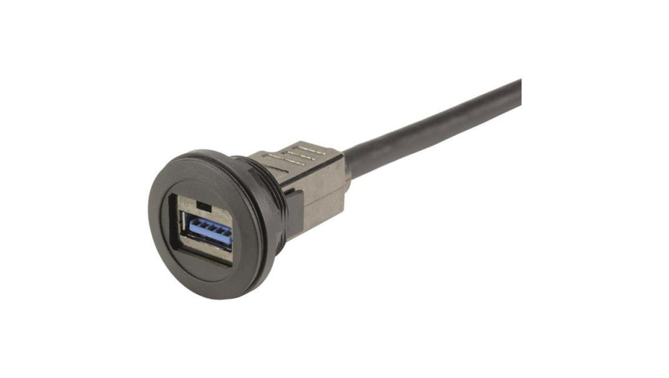 Gniazdo USB 22mm har-port -25÷70C Ø22,3mm IP20 czarny Dł: 3m 9454521974