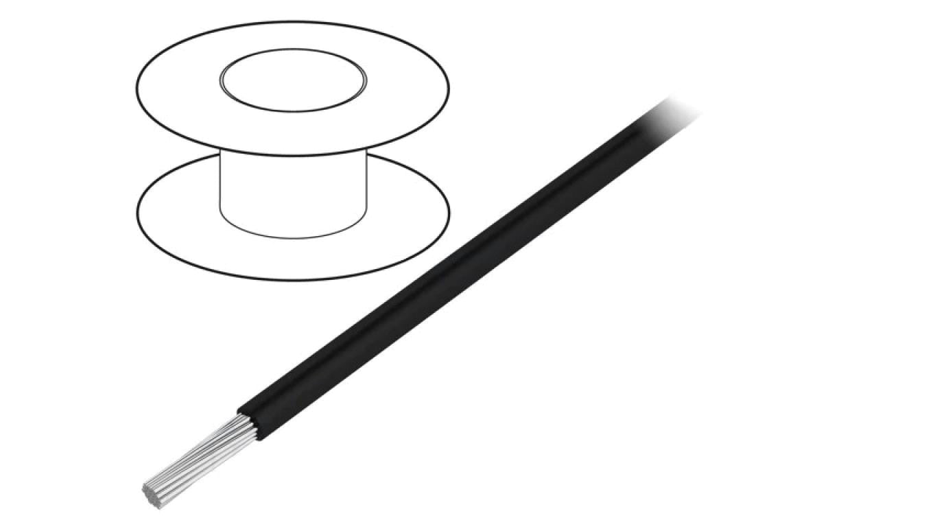 Przewód na rolce o długości 30,5m linka Cu, 600V PVC czarny 24 AWG 3070 BK005