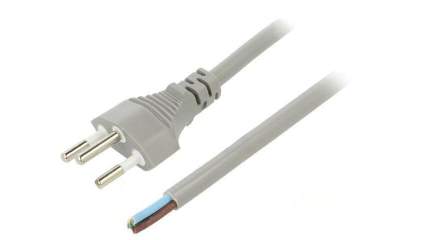 Kabel: 3x1mm2, przewody,SEV-1011 (J) wtyk, 3m, 10A LT-313 H05VV-F 3X1.0 GRY 3M END CUT