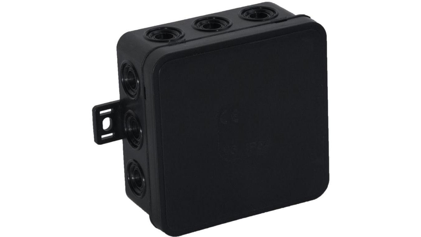Puszka natynkowa pusta 12 wlotów VIPLAST V6 klik CZARNA IP54 85x85x41mm 036-05
