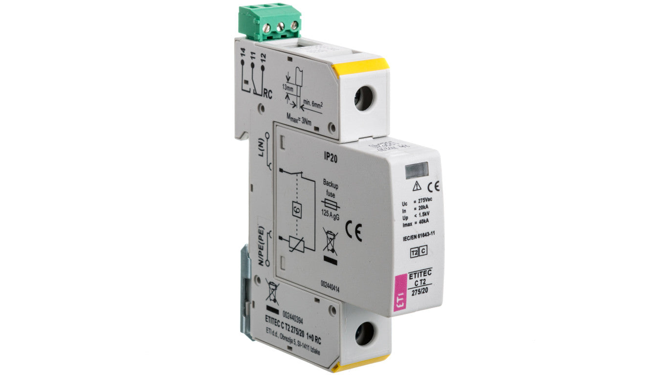 Ogranicznik przepięć typ T2 (C) ETITEC C T2 275/20 1+0 RC do instalacji mieszkaniowych 002440394