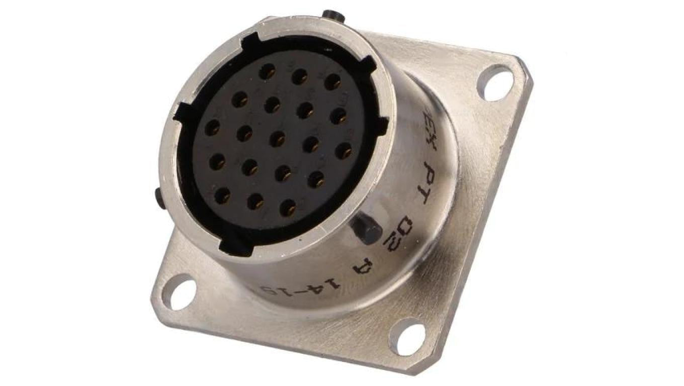 Złącze okrągłe gniazdo kołnierz (4 otwory),na panel 19-PIN PT02A1419S023