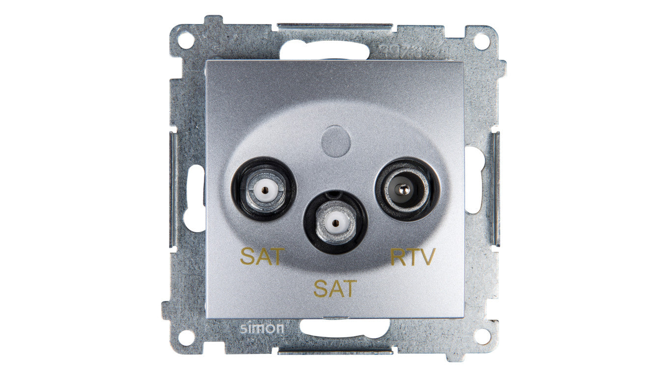 Simon 54 Gniazdo antenowe RTV/SAT/SAT końcowe srebrny mat DASK2.01/43