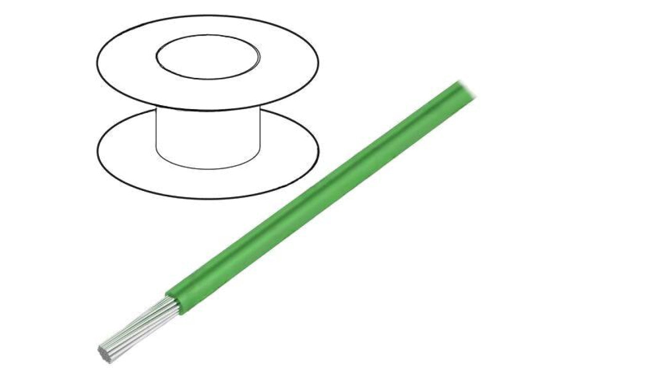 Przewód HookUp Wire linka Cu d: 24AWG PTFE zielony 250V 30,5m 2844/19 GR005