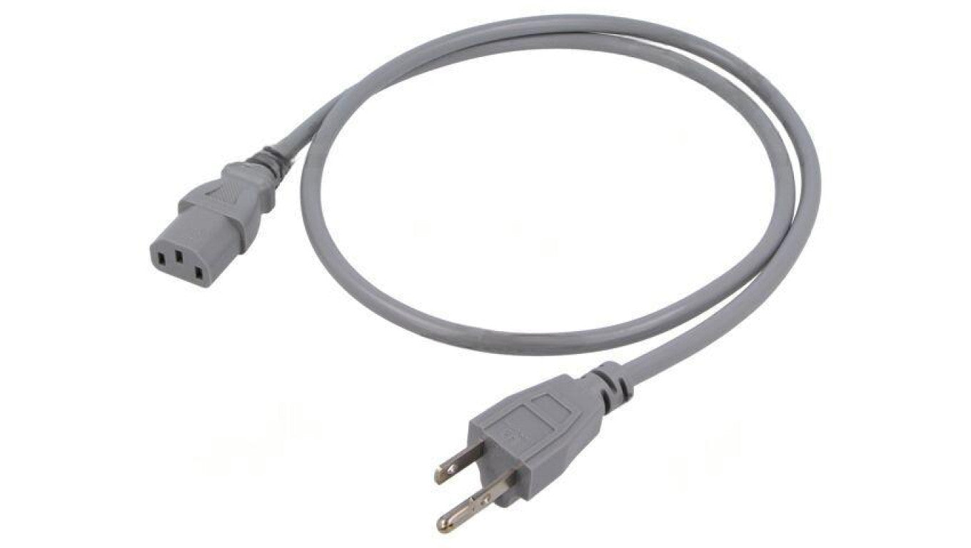 Kabel: 3x0,75mm2, IEC C13 żeński,NEMA 5-15 (B) wtyk, 1m LT-832+501 VCTF 3X0.75 1M GRY