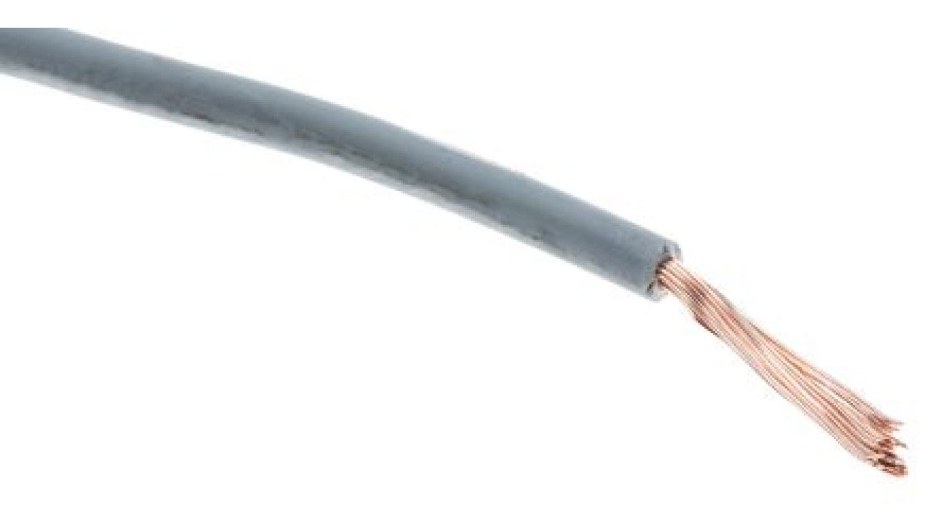 Przewód jednożyłowy linkowy, Przewód instalacyjny, 0,33 mm², 17/0,16 mm, 22 AWG, XLPE, 300 V, Szary, dł. 100m, RS PRO