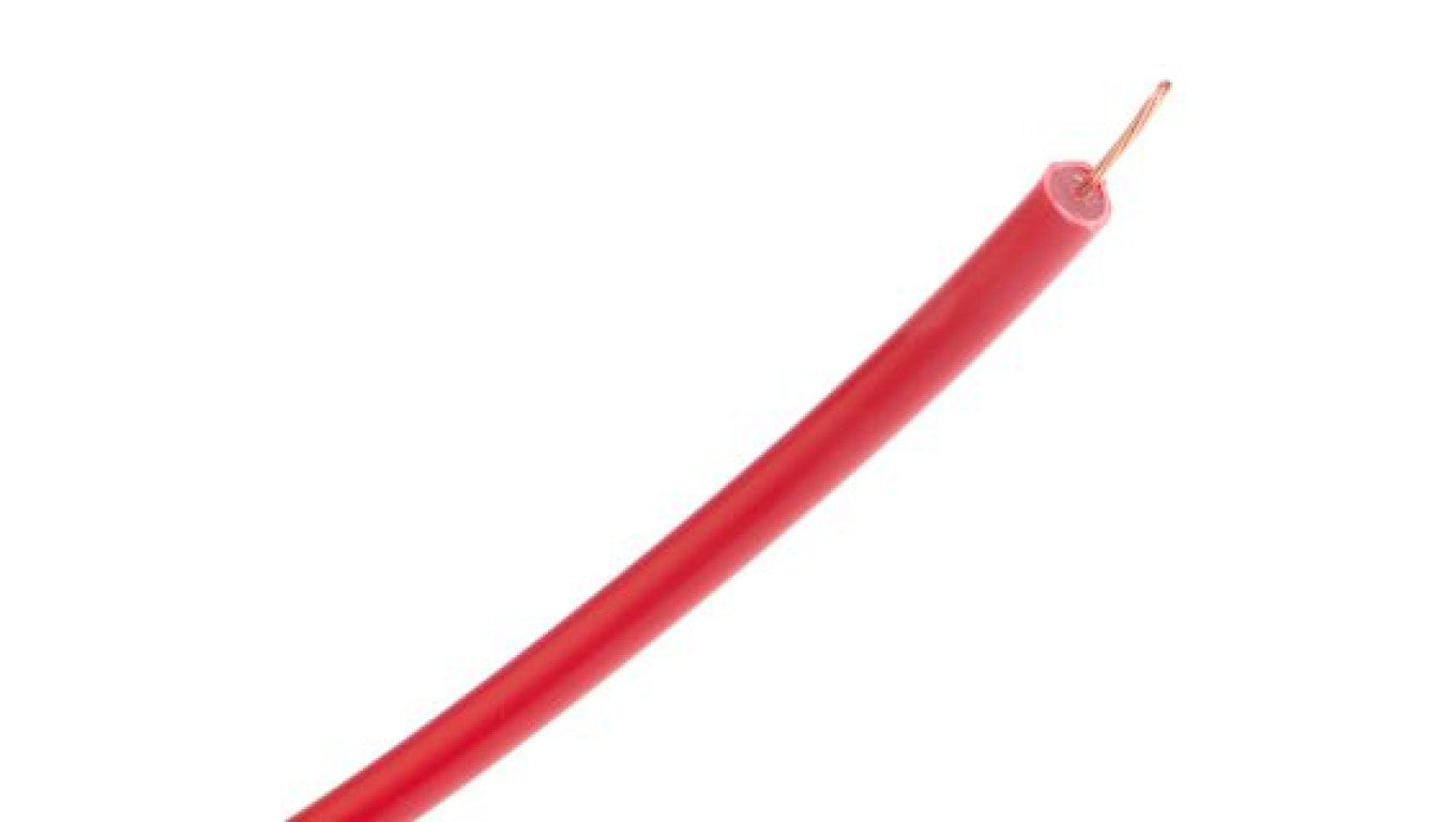 Przewód jednożyłowy linkowy, EHT, 0,5 mm², 7/0,3 mm, 15 AWG, Polietylen, 25 kV DC, Czerwony, dł. 25m, RS PRO