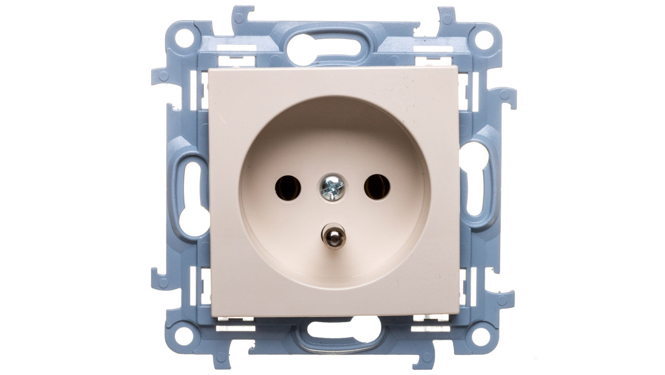 Simon 10 Gniazdo pojedyncze z/u kremowe 16A 250V IP20 CGZ1.01/41