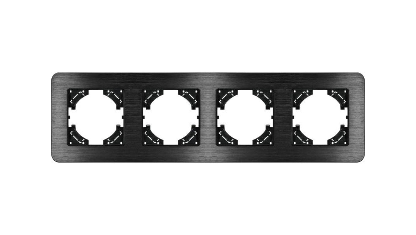 Ramka poczwórna MODERN-Q, czarne aluminium szczotkowane (linia Alu Touch)