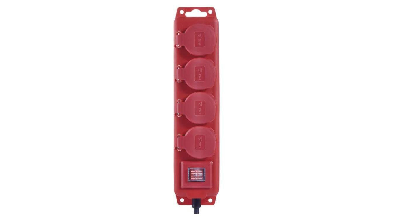 Przedłużacz z wyłącz. 4 gn 10m 15mm IP44 guma czerwony P14101