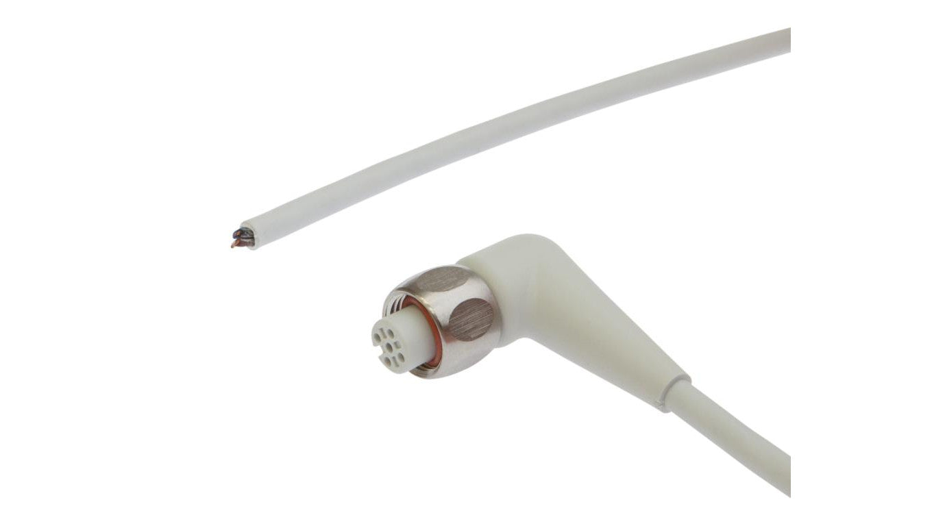 Kabel połączeniowy, 10 m, gniazdo M12 4-stykowe kątowe, wolny koniec kabla, szary TPE, 250 V VKA0L321
