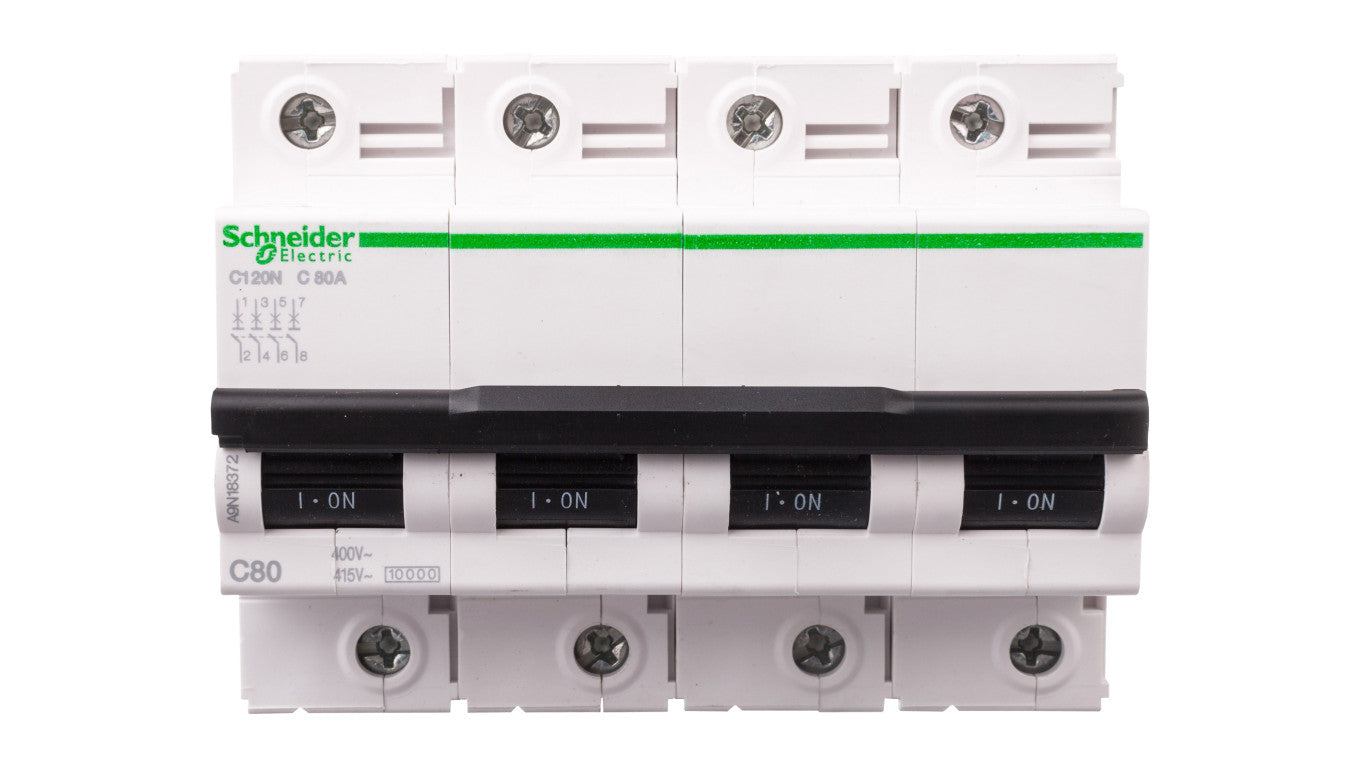 Wyłącznik nadprądowy 4P C 80A 6kA AC iC120 Acti9 A9N18372