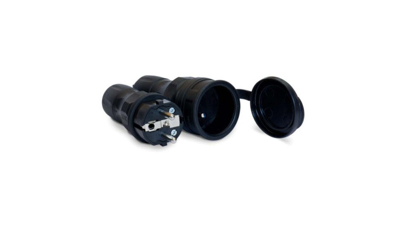 Zestaw EXTREM wtyczka + gniazdo 16A 2P+Z 250V IP54 czarny ZWG-54