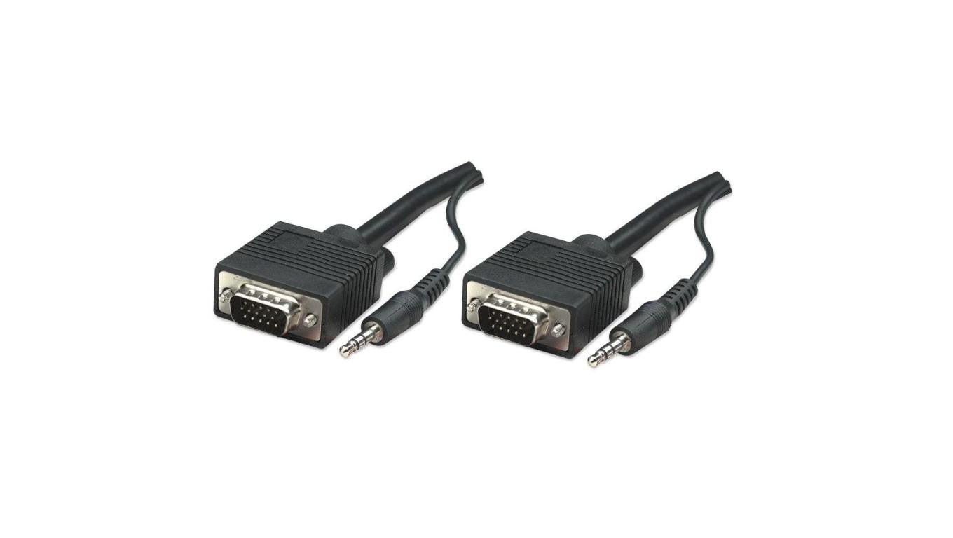 Kabel SVGA HD15-HD15 M/M z audio Jack 3.5mm 10m czarny