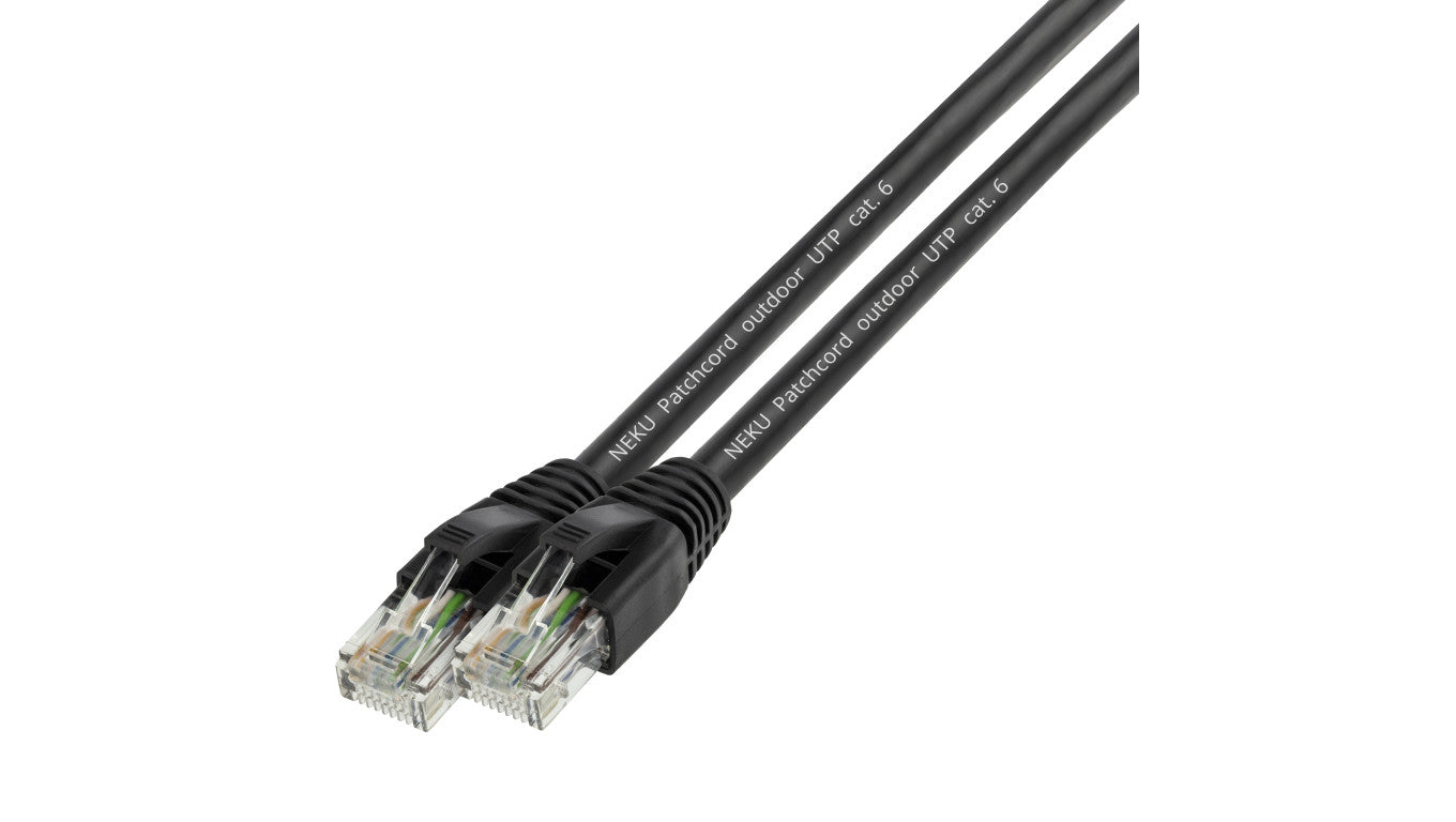 Patchcord zewnętrzny linka UTP kat.6 PVC+PE czarny 20m NEKU