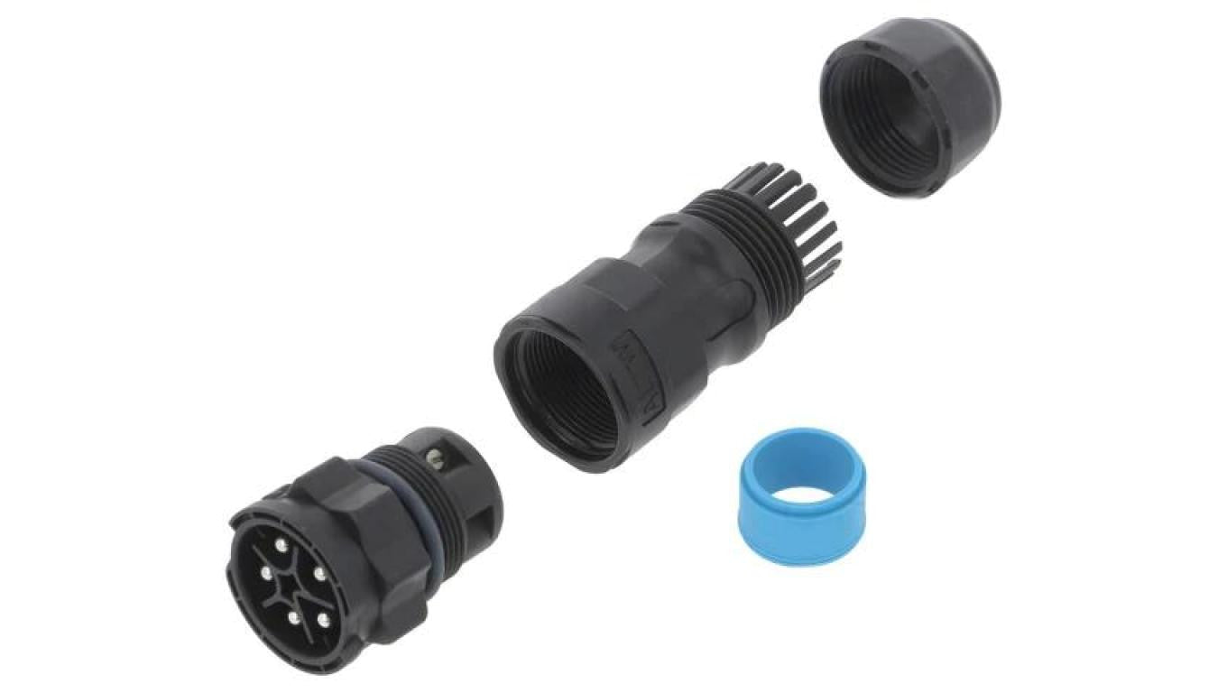 Złącze okrągłe wtyk na przewód 5-PIN męski ze stykami X-Lok DC-05BMMB-QL8LPP
