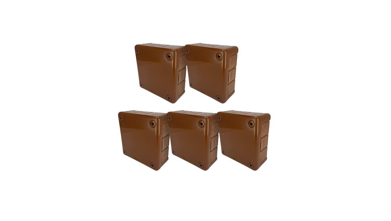 Puszka hermetyczna natynkowa 98x98x42mm 12-wlotowa, z dławikami gumowymi, IP55 zamknięcie na wkręty, brązowa EDO 5 szt