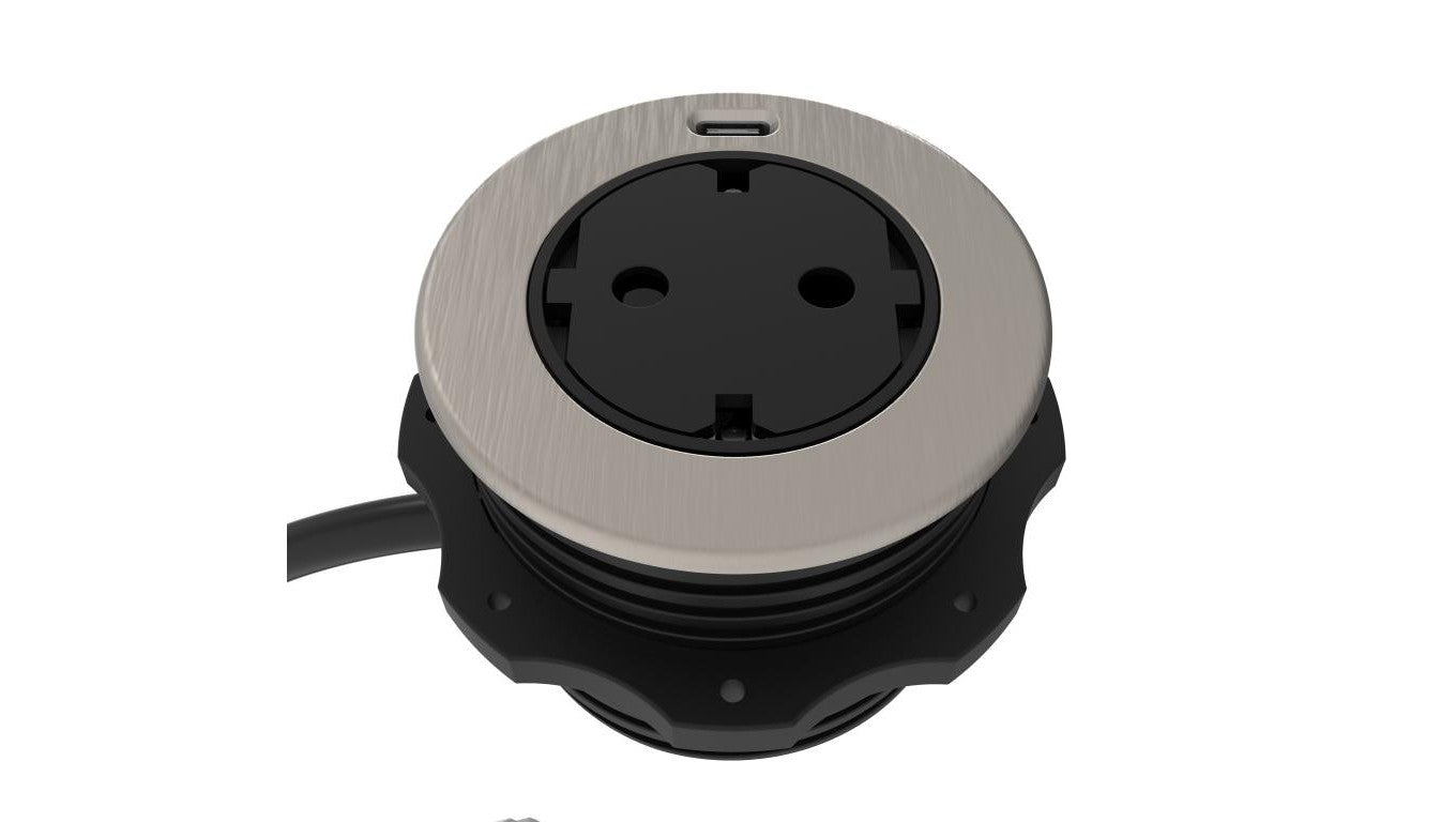 Gniazdo Solo, gniazdo Schuko F (DE) z gniazdem ładującym USB C, stal nierdzewna, 82052727