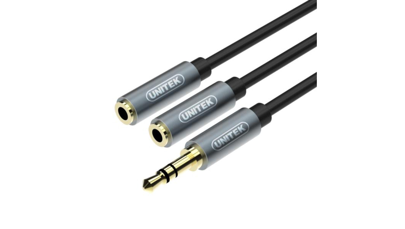 Unitek przewod miniJack 3,5mm (M) - 2x 3,5mm (F)