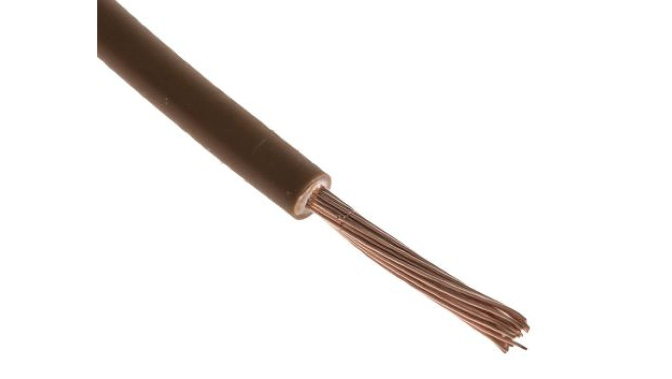 Przewód jednożyłowy linkowy, 2491B, 1 mm², 32/0,2 mm, 17 AWG, Bezhalogenowe, 500 V, Brązowy, dł. 100m, RS PRO