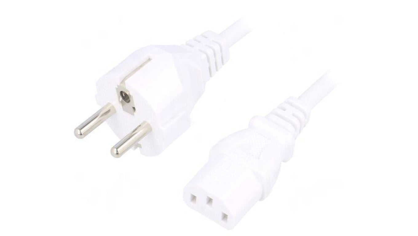 Kabel: 3x0,75mm2, CEE 7/7 (E/F) wtyk,IEC C13 żeński, 1,5m LT-312+501 H05VV-F 3X0.75 WHT 1.5M