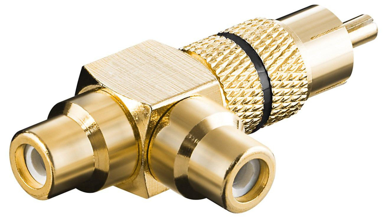 Adapter cinch typu Y wtyk na 2 x gniazdo wersja złota Czarny - Wersja kolorystyczna Czarny