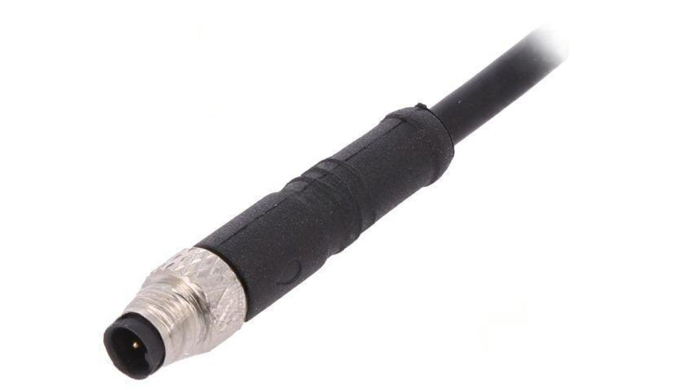 Złącze M5 wtyk męskie przewody PIN: 3 1A proste IP67 60V 1m PXPTPU05FIM03ACL010PUR