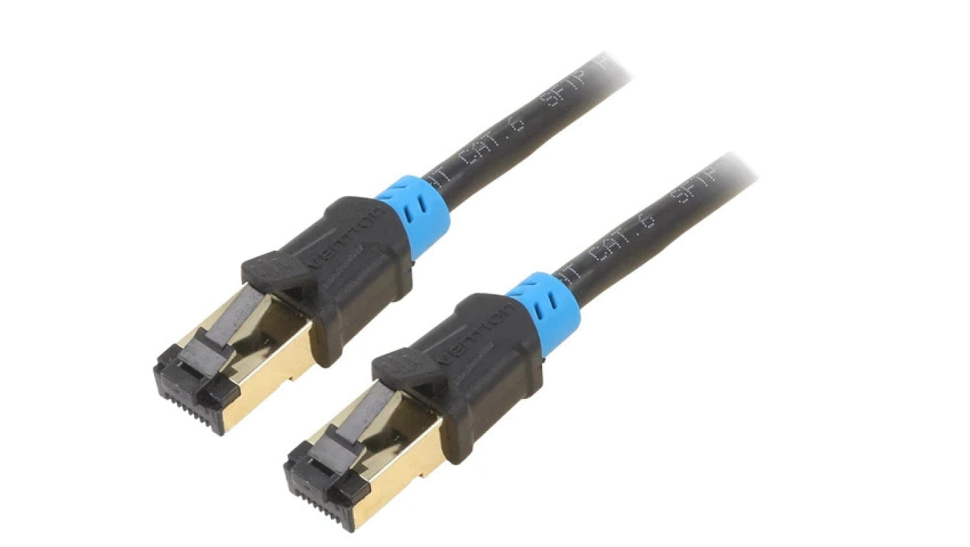 Patch cord S/FTP 6 Cu PVC czarny 25m RJ45 wtyk,z obu stron VAP-A06-B2500
