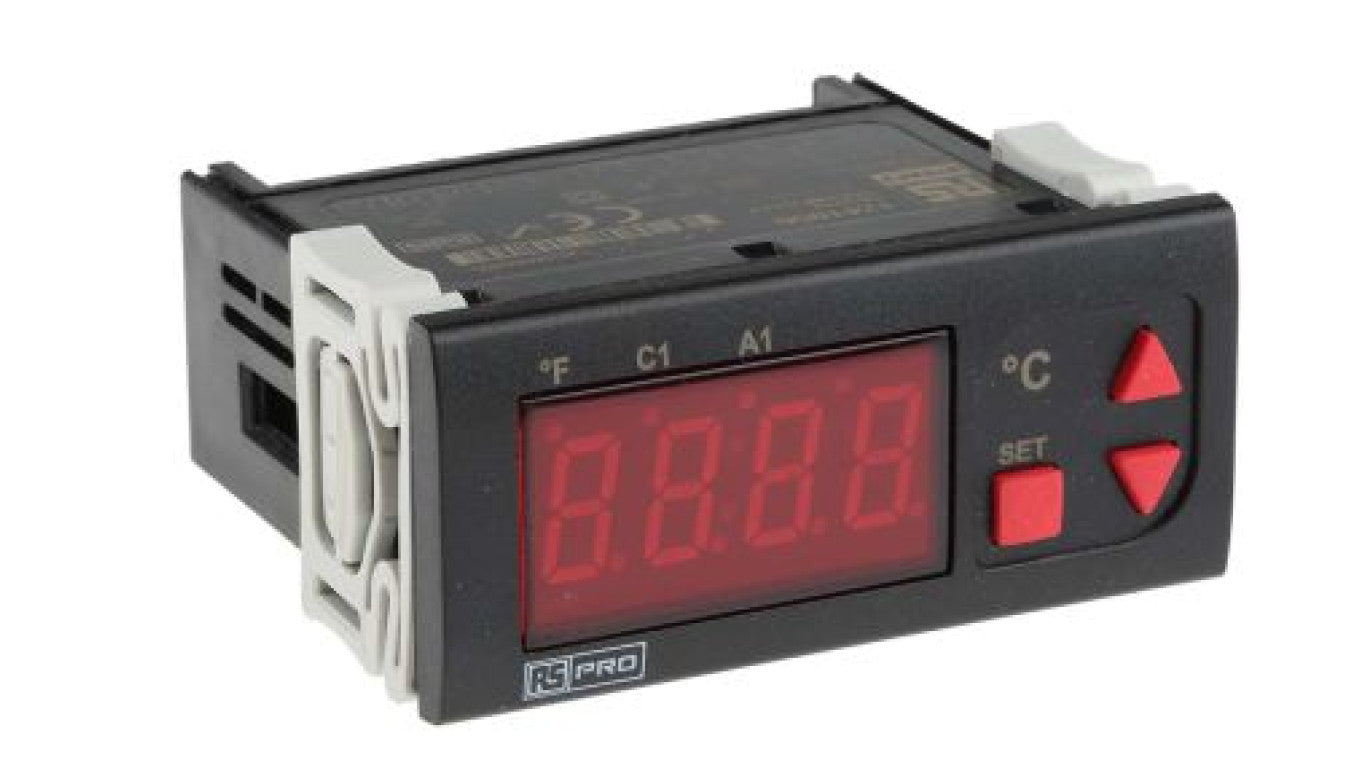 Regulator temperatury wł./wył. 2-wyjściowy, Uz 230 V AC, 77 x 35mm