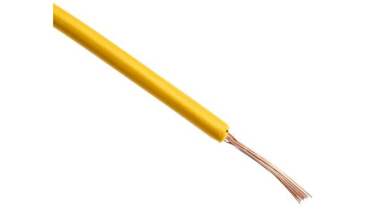Przewód jednożyłowy linkowy, 2491X, 0,5 mm², 16/0,2 mm, 20 AWG, PVC, 500 V, Żółty, dł. 100m, RS PRO