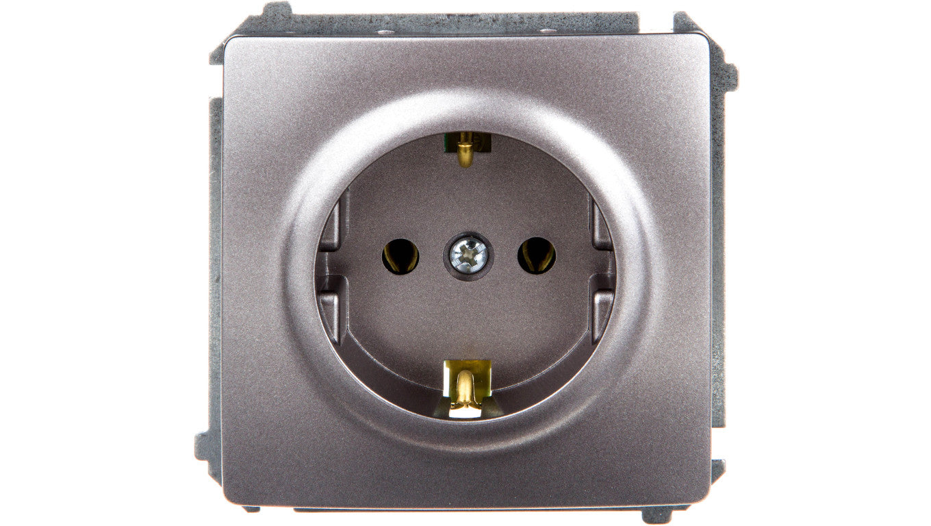 Simon Basic Gniazdo pojedyncze SCHUKO z/u 16A IP20 stal inox BMGSz1.01/21
