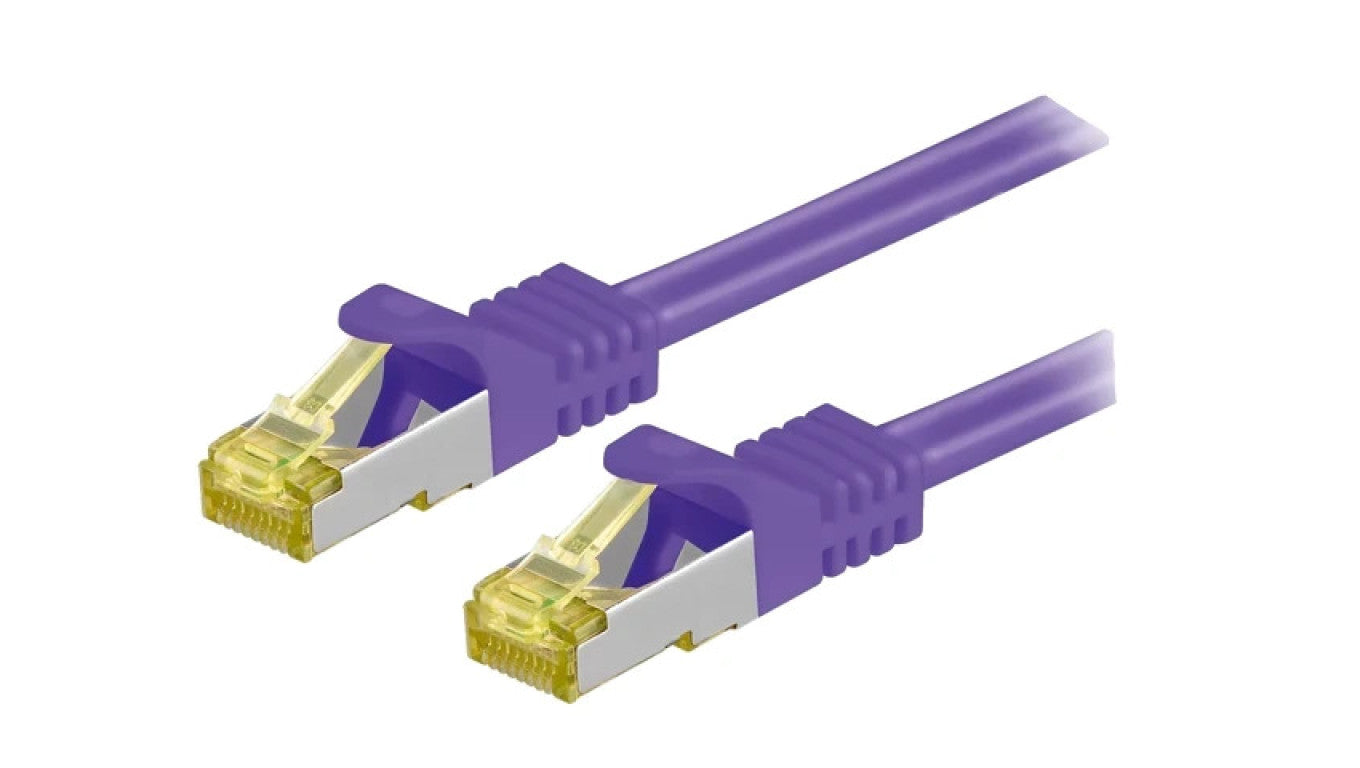 Patch cord S/FTP 6a linka Cu LSZH fioletowy 5m 26AWG 91627