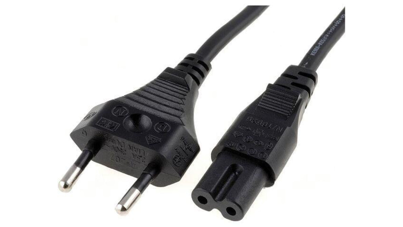Kabel: 2x0,75mm2, CEE 7/16 (C) wtyk,IEC C7 żeński, 5m, 2,5A LT-207+503 H03VVH2-F 0.75/2C BLK 5M