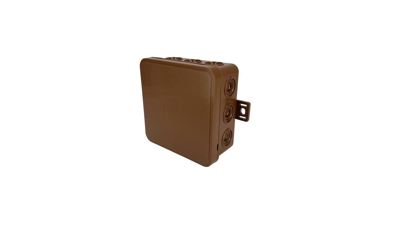 Puszka hermetyczna natynkowa elastyczna 85x85x41mm 12-wlotowa, zamknięcie na klik IP54 brązowa EDO