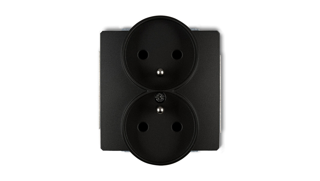 DECO Gniazdo podwójne z/u czarny mat 12DGPR-2zp